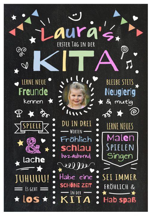 Meilensteintafel Chalkboard Geschenk Kitastart Personalisiert Erster Tag Kindertagesstätte Mädchen Junge 1