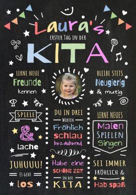 Meilensteintafel Chalkboard Geschenk Kitastart Personalisiert Erster Tag Kindertagesstätte Mädchen Junge (2)