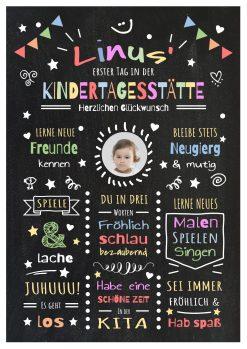 Meilensteintafel Chalkboard Geschenk Kitastart Personalisiert Erster Tag Kindertagesstätte Mädchen Junge