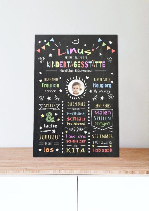 Meilensteintafel Chalkboard Geschenk Kitastart Personalisiert Erster Tag Kindertagesstätte Mädchen Junge (7)