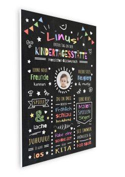 Meilensteintafel Chalkboard Geschenk Kitastart Personalisiert Erster Tag Kindertagesstätte Mädchen Junge (9)