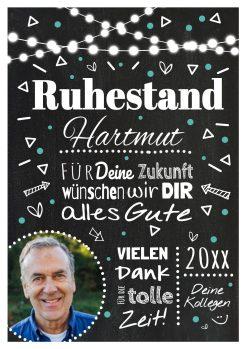 Meilensteintafel Chalkboard Geschenk Rente Ruhestand Personalisiert Mann Frau Lights