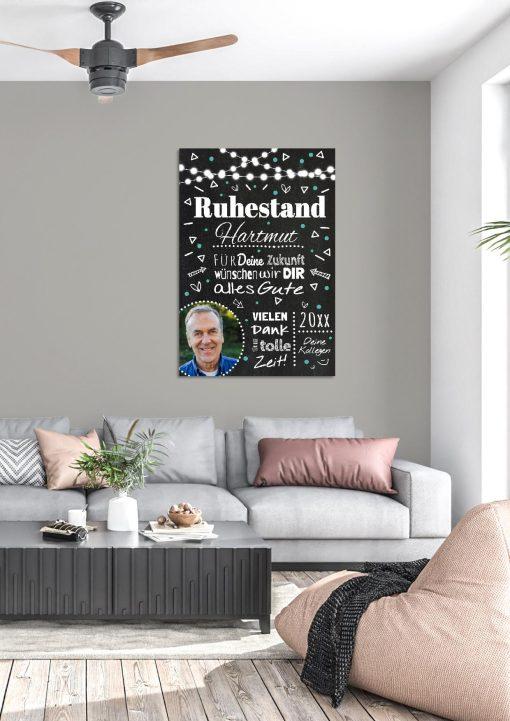 Meilensteintafel Chalkboard Geschenk Rente Ruhestand Personalisiert Mann Frau Lights03