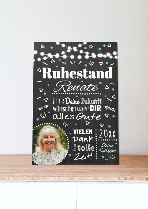 Meilensteintafel Chalkboard Geschenk Rente Ruhestand Personalisiert Mann Frau Lights06