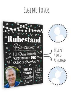 Meilensteintafel Chalkboard Geschenk Rente Ruhestand Personalisiert Mann Frau Lights11