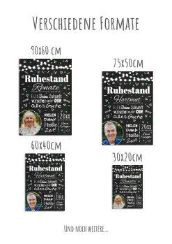 Meilensteintafel Chalkboard Geschenk Rente Ruhestand Personalisiert Mann Frau Lights12