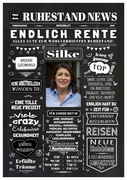 Meilensteintafel Chalkboard Geschenk Ruhestand Rente Zeitung Personalisiert Kreidetafel Abschiedsgeschenk Frau Mann (2)