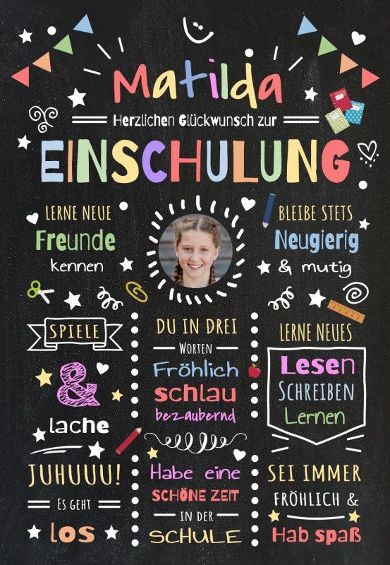 Meilensteintafel Chalkboard Geschenk Zur Einschulung Einschulungsposter Schulanfang Klassik Personalisiert Junge Mädchen