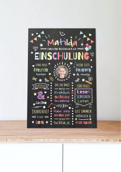 Meilensteintafel Chalkboard Geschenk Zur Einschulung Einschulungsposter Schulanfang Klassik Personalisiert Junge Mädchen 205