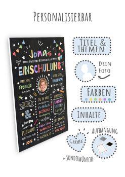 Meilensteintafel Chalkboard Geschenk Zur Einschulung Einschulungsposter Schulanfang Klassik Personalisiert Junge Mädchen 208