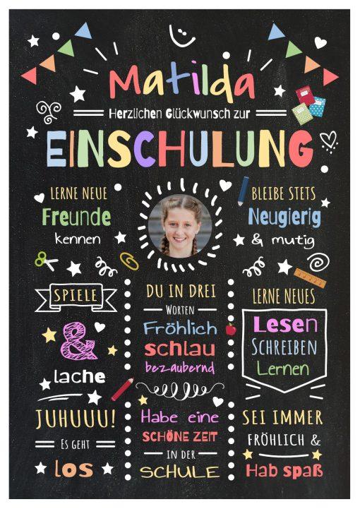 Meilensteintafel Chalkboard Geschenk Zur Einschulung Einschulungsposter Schulanfang Klassik Personalisiert Junge Mädchen