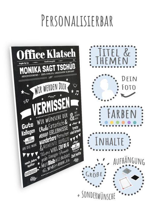 Meilensteintafel Geschenk Zum Abschied Kollegin Kollege Zeitung Personalisiert Arbeitskollegen Frau Mann Chalkboard Office Klatsch 2 209