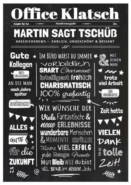 Meilensteintafel Geschenk Zum Abschied Kollegin Kollege Zeitung Personalisiert Arbeitskollegen Frau Mann Chalkboard Office Klatsch Klassik 1