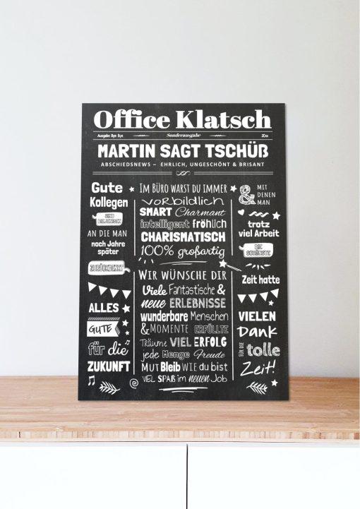 Meilensteintafel Geschenk Zum Abschied Kollegin Kollege Zeitung Personalisiert Arbeitskollegen Frau Mann Chalkboard Office Klatsch Klatsch06