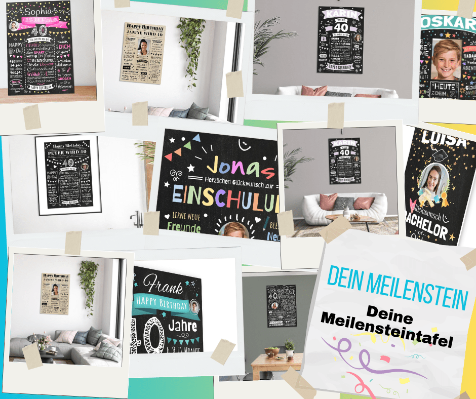 Meilensteintafel Chalkboard Anlässe Personalisierte Geschenke Geburtstagstafeln