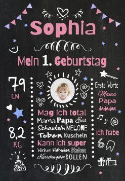 Meilensteintafel Chalkboard Geschenk 1. Geburtstag Personalisiert Geburtstagstafel Mädchen Junge 3