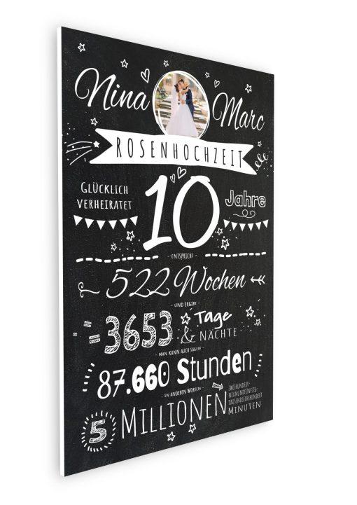 Meilensteintafel Chalkboard Geschenk 10. Hochzeitstag Rosenhochzeit Jubiläum Ehepaar Personalisiert Retro Stilvoll 1 (10)