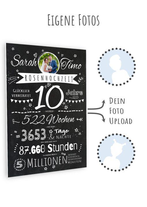 Meilensteintafel Chalkboard Geschenk 10. Hochzeitstag Rosenhochzeit Jubiläum Ehepaar Personalisiert Retro Stilvoll 1 (13)