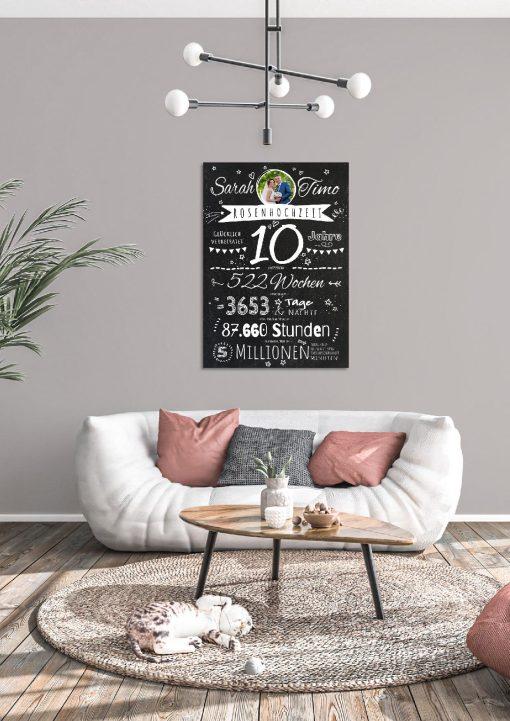 Meilensteintafel Chalkboard Geschenk 10. Hochzeitstag Rosenhochzeit Jubiläum Ehepaar Personalisiert Retro Stilvoll 1 (6)