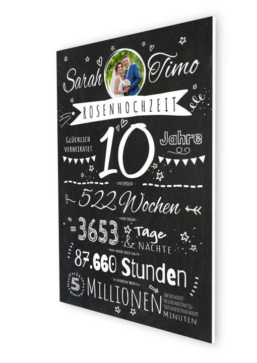 Meilensteintafel Chalkboard Geschenk 10. Hochzeitstag Rosenhochzeit Jubiläum Ehepaar Personalisiert Retro Stilvoll 1 (9)