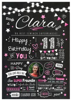 Meilensteintafel Chalkboard Geschenk 11. Geburtstag Personalisiert Geburtstagstafel Junge Mädchen Chalk O Classic Pink