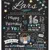 Meilensteintafel Chalkboard Geschenk 16. Geburtstag Personalisiert Geburtstagstafel Junge Mädchen Chalk O Classic Türkis