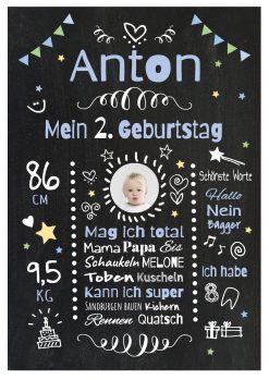 Meilensteintafel Chalkboard Geschenk 2. Geburtstag Personalisiert Geburtstagstafel Mädchen Junge