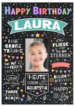 Meilensteintafel Chalkboard Geschenk 3., 4.,5.,6. Geburtstag Kinder Geburtstagsposter Personalisiert Mädchen Junge Happy Birthday 2