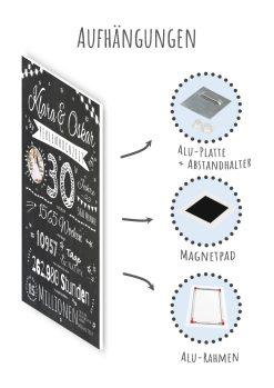 Meilensteintafel Chalkboard Geschenk 30. Hochzeitstag Perlenhochzeit Personalisiert Jubiläum Ehepaar Retro Lights10