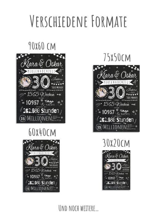 Meilensteintafel Chalkboard Geschenk 30. Hochzeitstag Perlenhochzeit Personalisiert Jubiläum Ehepaar Retro Lights12