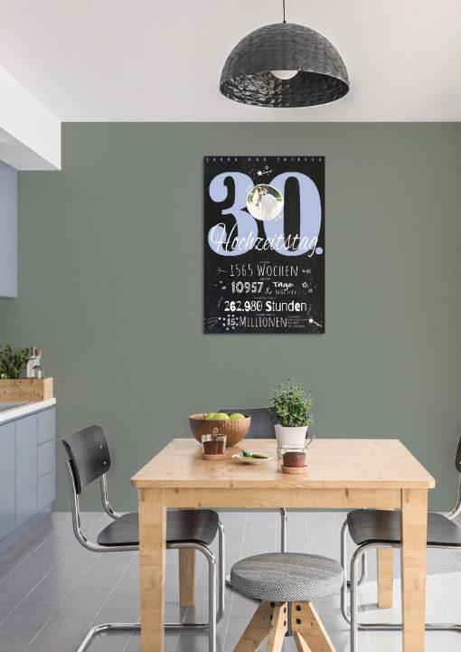 Meilensteintafel Chalkboard Geschenk 30. Hochzeitstag Perlenhochzeit Personalisiert Jubiläum Ehepaar Retro Lovely Blue02