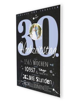 Meilensteintafel Chalkboard Geschenk 30. Hochzeitstag Perlenhochzeit Personalisiert Jubiläum Ehepaar Retro Lovely Blue07