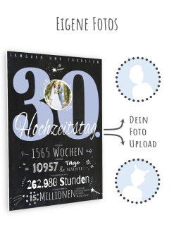 Meilensteintafel Chalkboard Geschenk 30. Hochzeitstag Perlenhochzeit Personalisiert Jubiläum Ehepaar Retro Lovely Blue11