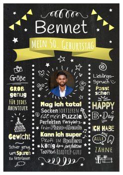 Meilensteintafel Chalkboard Geschenk 50. Geburtstag Personalisiert Witzig Geburtstagstafel Mann Frau Große Kinder Gelb