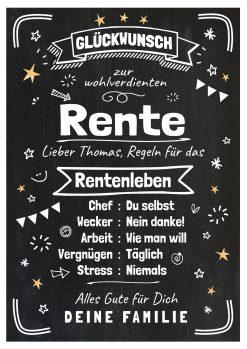 Meilensteintafel Chalkboard Geschenk Ruhestand Rente Personalisiert Abschied Pensionierung Kollege Frau Mann 1