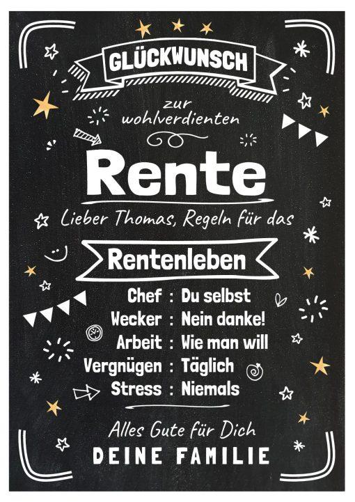 Meilensteintafel Chalkboard Geschenk Ruhestand Rente Personalisiert Abschied Pensionierung Kollege Frau Mann 1