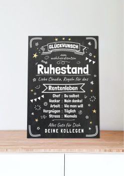 Meilensteintafel Chalkboard Geschenk Ruhestand Rente Personalisiert Abschied Pensionierung Kollege Frau Mann 306