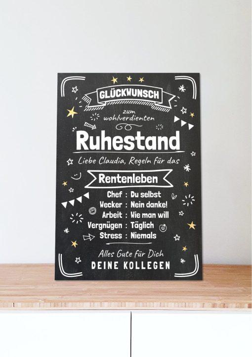 Meilensteintafel Chalkboard Geschenk Ruhestand Rente Personalisiert Abschied Pensionierung Kollege Frau Mann 306