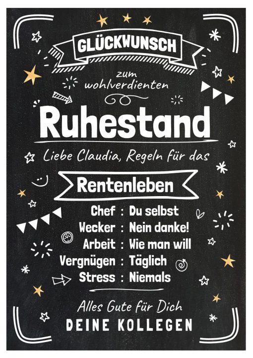 Meilensteintafel Chalkboard Geschenk Ruhestand Rente Personalisiert Abschied Pensionierung Kollege Frau Mann