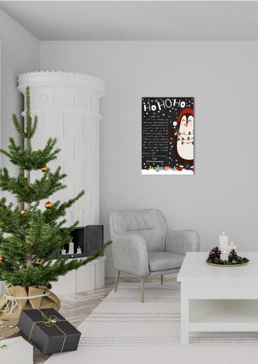 Brief Vom Weihnachtsmann Vorlage Post Kinder Personalisiert Meilensteintafel Chalkboard Weihnachten Pinguin 1