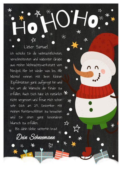 Brief Vom Weihnachtsmann Vorlage Post Kinder Personalisiert Meilensteintafel Chalkboard Weihnachten Schneemann