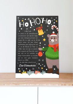 Brief Vom Weihnachtsmann Vorlage Post Kinder Personalisiert Meilensteintafel Chalkboard Weihnachtsbär 005