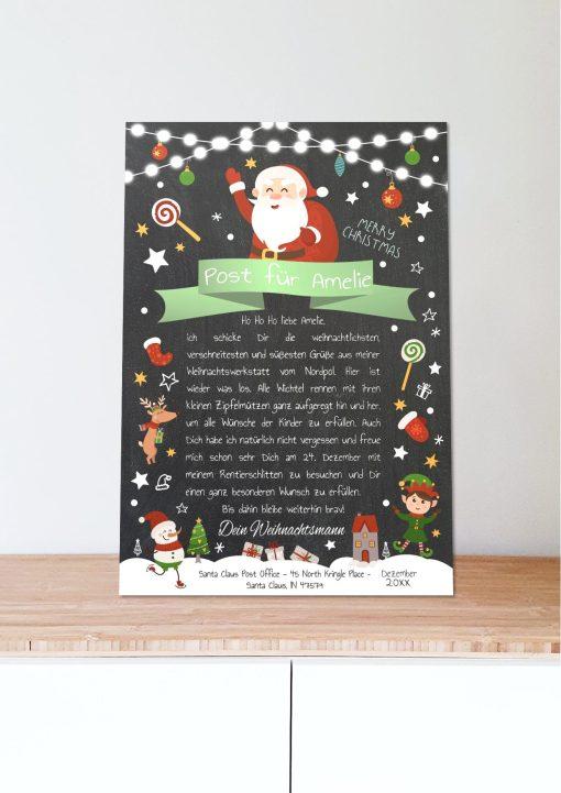 Brief Vom Weihnachtsmann Personalisiert Post Vorlage Chalkboard Meilensteintafel Kinder Weihnachten 005