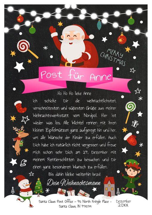 Brief Vom Weihnachtsmann Personalisiert Post Vorlage Chalkboard Meilensteintafel Kinder Weihnachten Pink