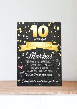 Meilensteintafel Chalkboard Geschenk Jubiläum Personaliisert 10 Jahre Firmenjubiläum Kollege Mitarbeiter Personalisiert Frau Mann Modern Art06