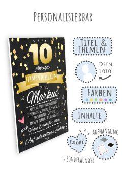 Meilensteintafel Chalkboard Geschenk Jubiläum Personaliisert 10 Jahre Firmenjubiläum Kollege Mitarbeiter Personalisiert Frau Mann Modern Art09