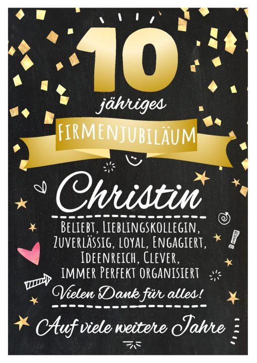 Meilensteintafel Chalkboard Geschenk Jubiläum Personalisiert 10 Jahre Firmenjubiläum Kollege Mitarbeiter Personalisiert Frau Mann Modern Art 1