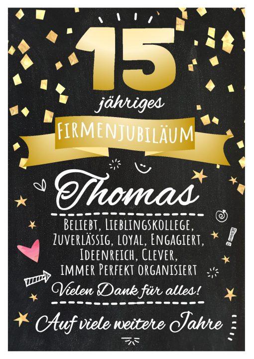 Meilensteintafel Chalkboard Geschenk Jubiläum Personalisiert 15 Jahre Firmenjubiläum Kollege Mitarbeiter Personalisiert Frau Mann Modern Art 3