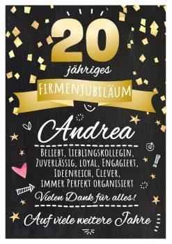 Meilensteintafel Chalkboard Geschenk Jubiläum Personalisiert 20 Jahre Firmenjubiläum Kollege Mitarbeiter Personalisiert Frau Mann Modern Art