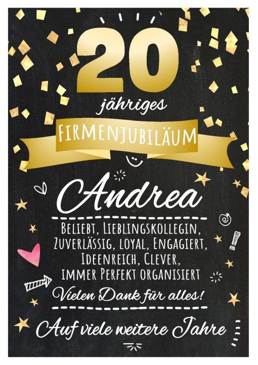 Meilensteintafel Chalkboard Geschenk Jubiläum Personalisiert 20 Jahre Firmenjubiläum Kollege Mitarbeiter Personalisiert Frau Mann Modern Art